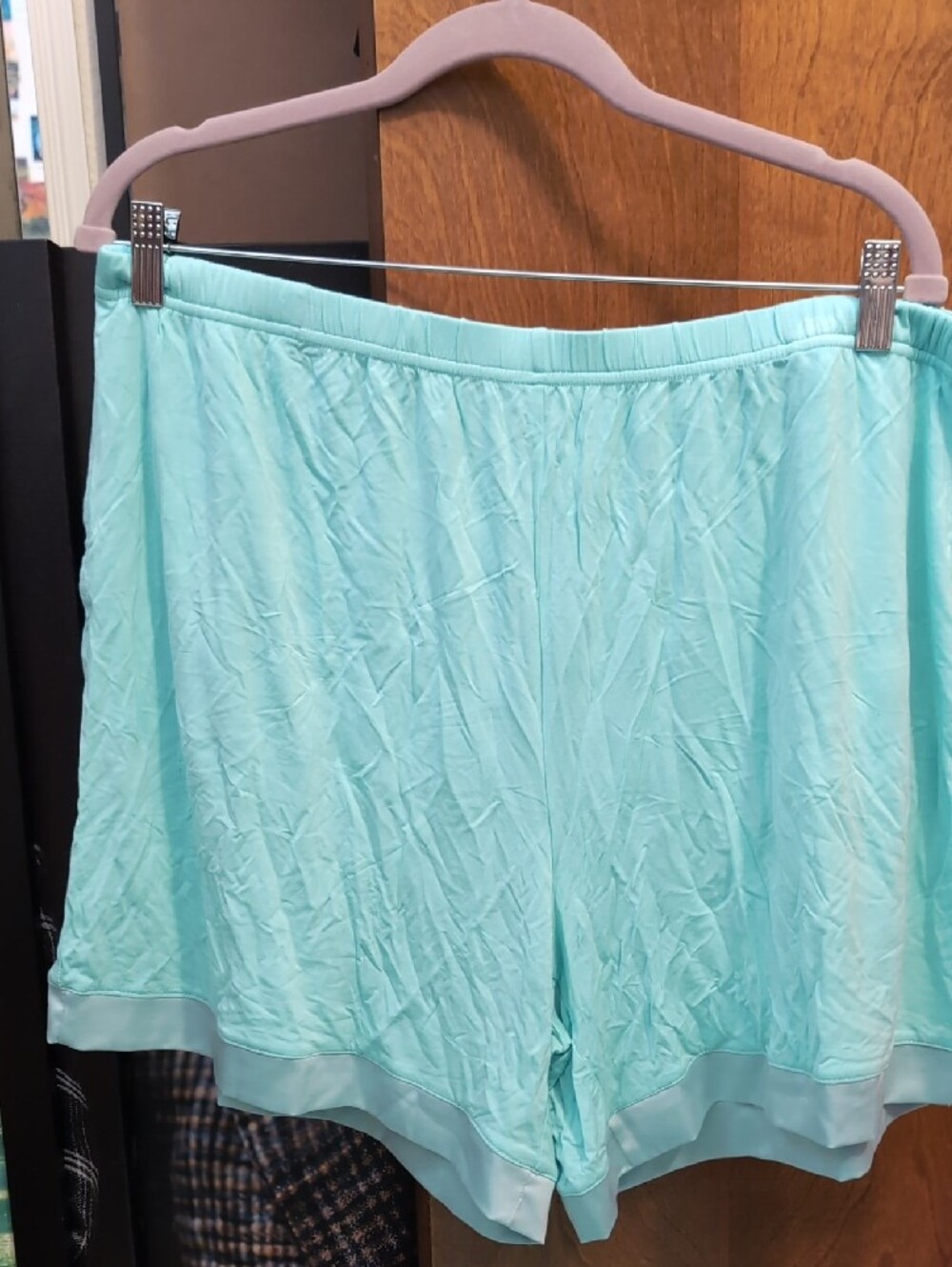 Light Aqua Bamboo Satin-Trim Lounge Pajama Set - Picture 4 of 8